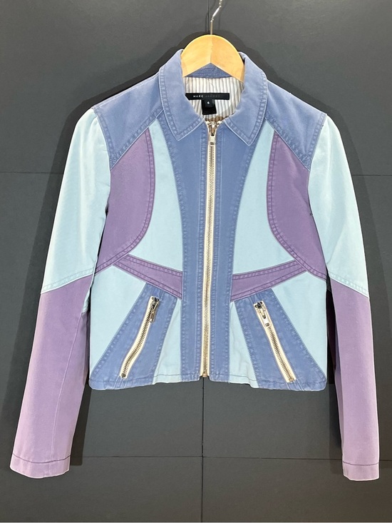 Marc Jacobs Jackets & Blazers - Vintage Marc Jacobs Zip Front Moto Jean Jacket with Blue and Lavender Panels